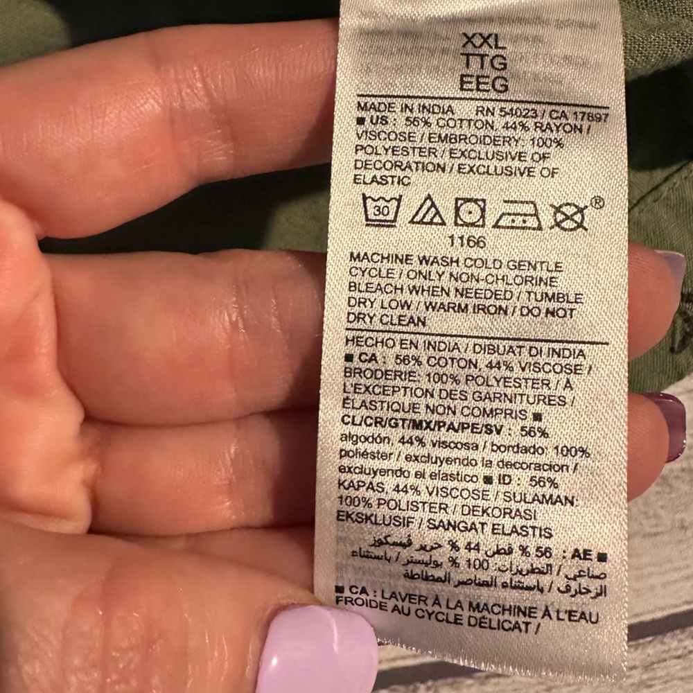 Old Navy Green Flutter Sleeve Smocked Floral Embroidery Mini Swing Dress | 2XL - Picture 9 of 12